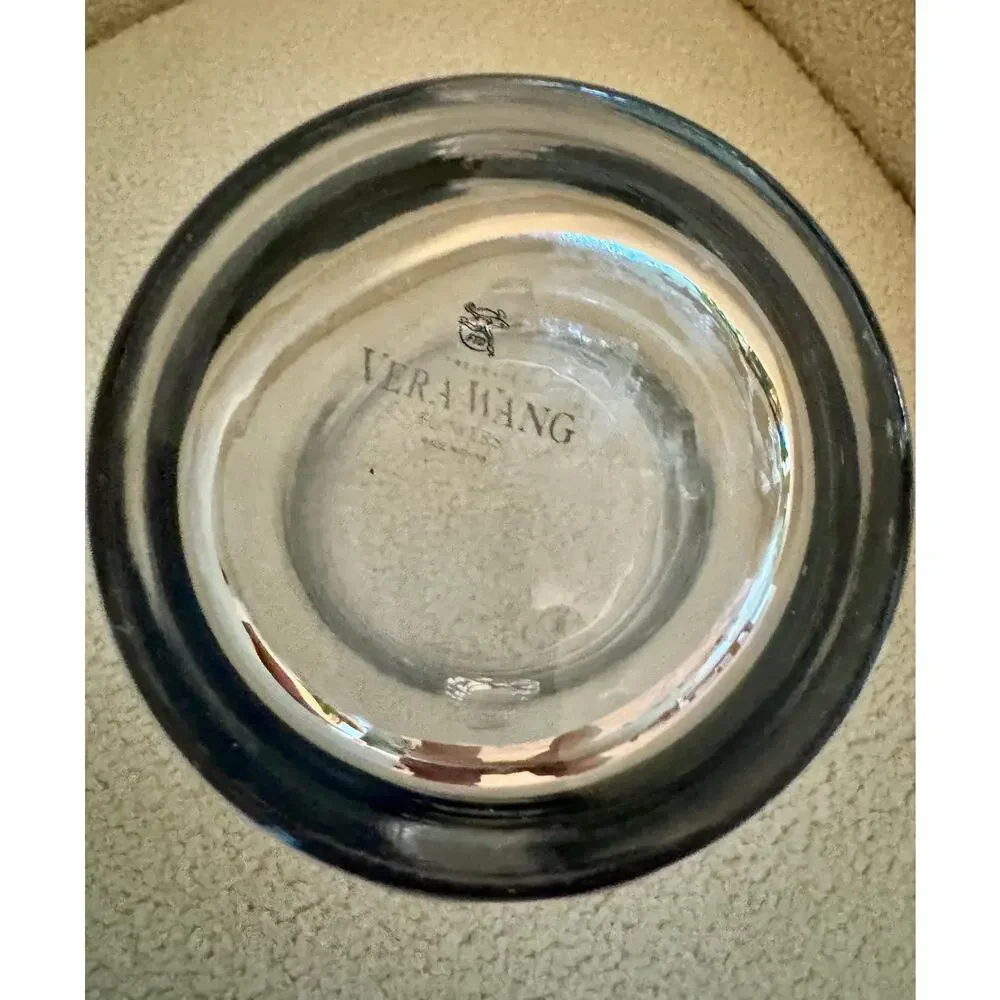 Vintage 2000s Vera Wang Glass Ice Bucket with Scroll Handles, Vase, Wine Chiller